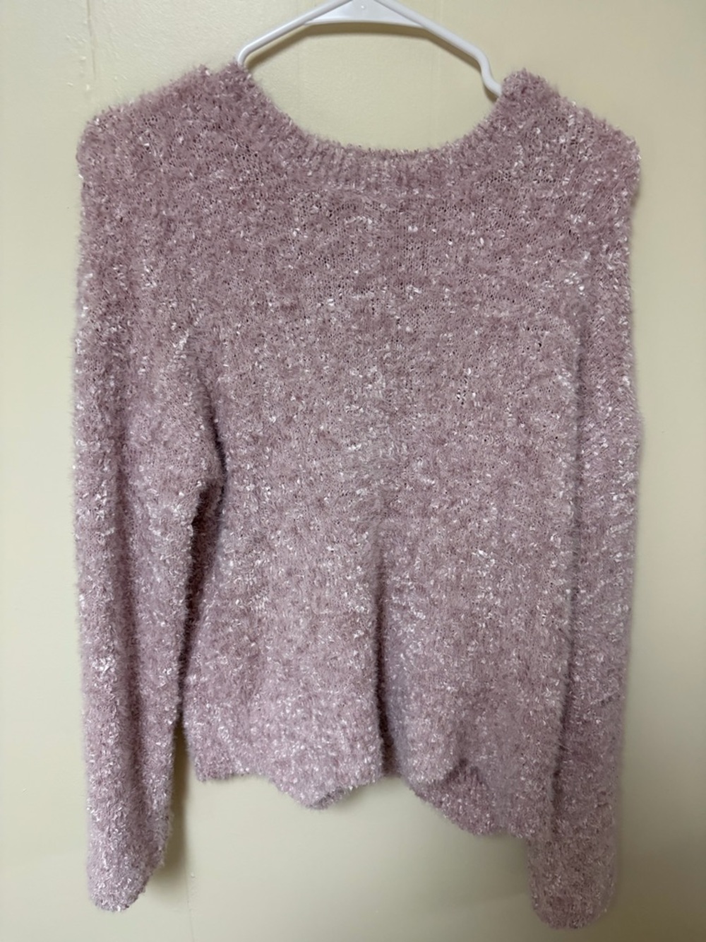 Blush Pink Fuzzy Crewneck Sweater